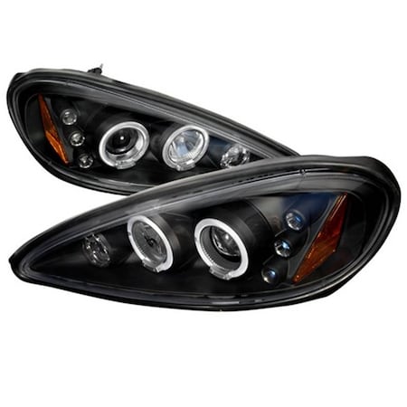 Overtime Halo LED Projector Headlights for 99 to 05 Pontiac Grand Am, Black - 10 x 21 x 25 in. OV2654183